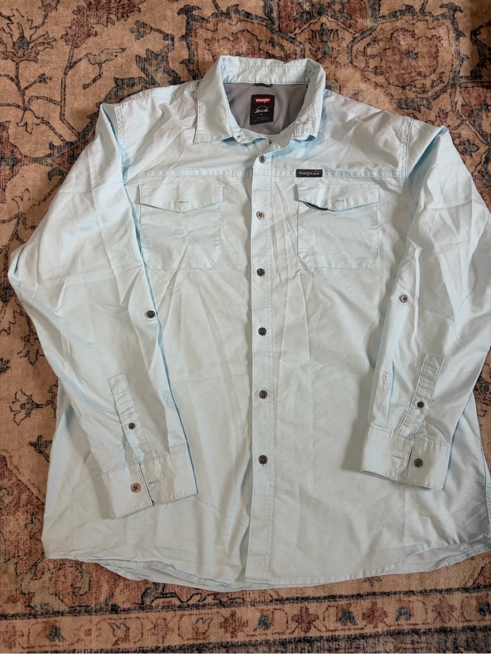 Wrangler Light Blue Long Sleeve Button-Down Shirt